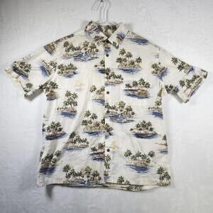Campia Moda Hawaiian Shirt Size‎ Large Tropical Palm Cotton Casual